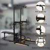 Power Tower Dip Station with Bench Pull Up Bar Stand Adjustable Height