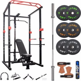 100lb Home Gym sets Multi-functional Power Cage,Home Adjustable Pullup Squat Rack 1000Lbs Capacity Comprehensive Fitness Barbell Rack