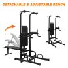 Power Tower Dip Station with Bench Pull Up Bar Stand Adjustable Height