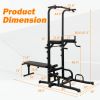 Power Tower Dip Station with Bench Pull Up Bar Stand Adjustable Height