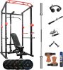 210lb Home Gym sets Multi-functional Power Cage, 1000Lbs Capacity Comprehensive Fitness Barbell Rack