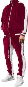 Velvet Men's 2 Pieces Full Zip Tracksuit (Color: Red, size: XL)