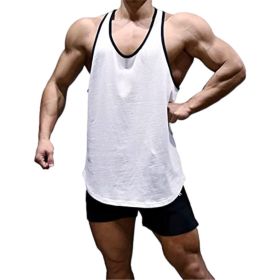 Men's A-Shirt Sleeveless Shirt Men's Gym Tank Shirt Quick Dry Shirt Cool Vest for Men Letter Print t-Shirt (Color: WHITE-M)