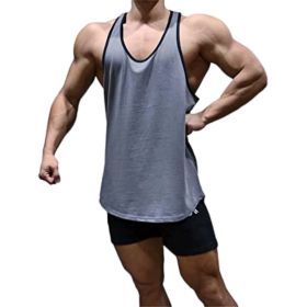 Men's A-Shirt Sleeveless Shirt Men's Gym Tank Shirt Quick Dry Shirt Cool Vest for Men Letter Print t-Shirt (Color: GRAY-XL)