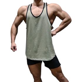 Men's A-Shirt Sleeveless Shirt Men's Gym Tank Shirt Quick Dry Shirt Cool Vest for Men Letter Print t-Shirt (Color: GREEN-XXL)