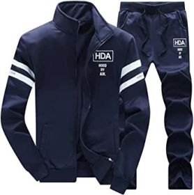 Men's Casual Slim Fit Tracksuit (Color: BLUE-M)