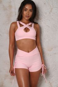 Best Selling Casual Suit Sexy Backless Wrapped Chest Strap Casual Suit (Color: Pink, size: M)