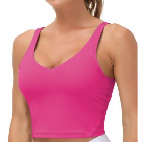 Womens' Sports Bra Longline Wirefree Padded with Medium Support (Color: Rose, size: S)