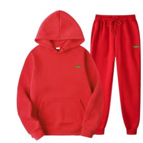 2 Piece Men's Fashion Casual Tracksuit (Color: Red, size: XXXL(195cm 90kg))