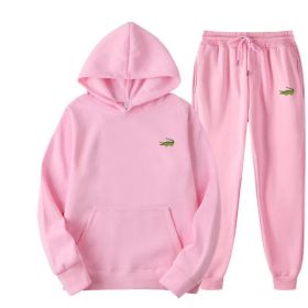 2 Piece Men's Fashion Casual Tracksuit (Color: Pink, size: L(170cm 65kg))