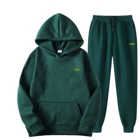 2 Piece Men's Fashion Casual Tracksuit (Color: green, size: XXL(185cm 80kg))