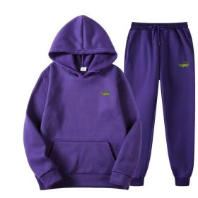 2 Piece Men's Fashion Casual Tracksuit (Color: Purple, size: XL(175cm 70kg))