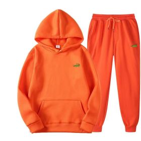 2 Piece Men's Fashion Casual Tracksuit (Color: orange, size: M(165cm 60kg))