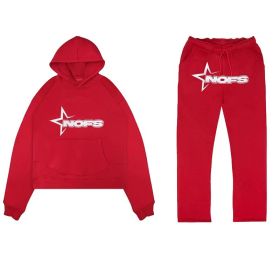 Tracksuit Mens Y2k Loose Casual Jogging Suit Nofs Printed Streetwear Hoodie Sweatpants Set (Color: Red, size: L)