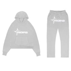 Tracksuit Mens Y2k Loose Casual Jogging Suit Nofs Printed Streetwear Hoodie Sweatpants Set (Color: GRAY, size: M)