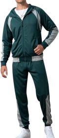 Men's Tracksuits 2 Piece Outfits Hooded Full Zip Casual Sweatsuits Regular Slim Fit Sport Suits Jacket & Pants Sets (Color: green, size: XL)