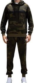 Men's Tracksuit 2 Piece Sweatsuits Full Zip Hooded Athletic Casual Outfits Jogging Sport Suits Jacket & Pants Set (Color: dark green, size: L)