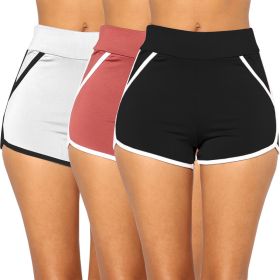 new women's shorts wild beach pants sexy sports hot pants (Color: Dark pink, size: L)