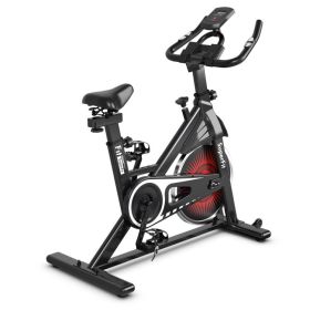 Adjustable Resistance Silent Belt Drive Gym Indoor Stationary Bike (Type: Professional Exercise Bikes, Color: Black + Red)