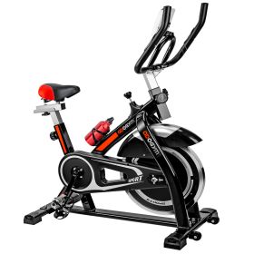 Indoor Stationary Cycling Exercise Bike with Phone Bracket Heavy Flywheel and LCD Monitor Home Gym (Color: Red)