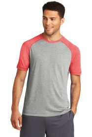 Sport-Tek PosiCharge Tri-Blend Wicking Raglan Tee ST400 (Color: True Red Heather/ Light Grey Heather, size: 3XL)