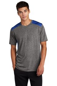 Sport-Tek PosiCharge Tri-Blend Wicking Draft Tee ST410 (Color: True Royal/ Dark Grey Heather, size: 4XL)