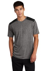 Sport-Tek PosiCharge Tri-Blend Wicking Draft Tee ST410 (Color: Black/ Dark Grey Heather, size: M)