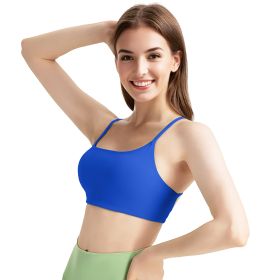 1Pc/3Pcs Women Cross Back Sport Bras Padded Strappy Crop Open Back Low Impact Bras Sexy Fitness Tank Tops (Color: 1PcRoseRed+1PcBlue+1PcWhite, size: S)