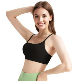 1Pc/3Pcs Women Cross Back Sport Bras Padded Strappy Crop Open Back Low Impact Bras Sexy Fitness Tank Tops (Color: 2PcBlack+1PcWhite, size: S)