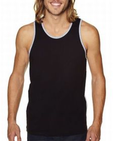 Next Level Apparel 3633 Men's Cotton Tank (Color: BLACK/ HTHR GREY, size: 2XL)