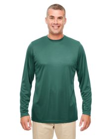 UltraClub 8622 Men's Cool & Dry Performance Long-Sleeve Top (Color: Forest green, size: S)