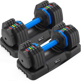 Adjustable Dumbbell - 55lb x2 Dumbbell Set (Color: Black)