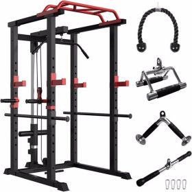 Home Gym sets Multi-functional Power Cage,Home Adjustable Pullup Squat Rack 1000Lbs Capacity Comprehensive Fitness Barbell Rack (Color: As Picture)