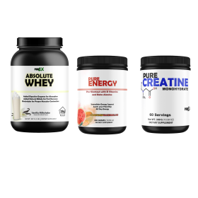 Gym Rat Bundle Protein, Pre-Workout, Creatine (Protein: Absolute Whey Vanilla, Pre-Workout and Creatine: Pure Energy and Creatine)