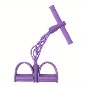 Pedal Resistance Bands; Thickened Foot Pedal Pull Rope; Yoga Equipment For Abdomen Waist Arm Leg Stretching Slimming Training (Color: Purple)